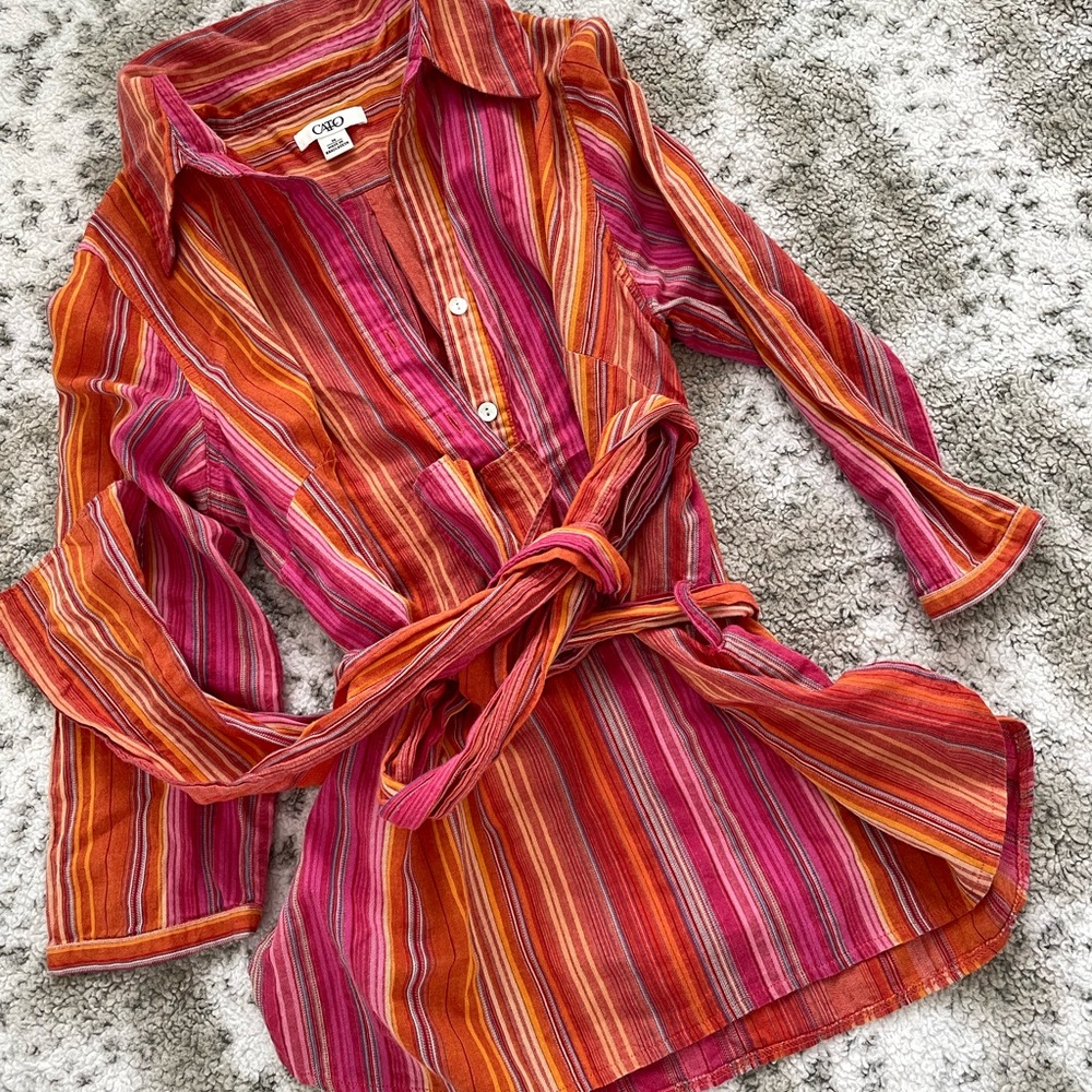 Cato button up striped blouse - Picture 2 of 3